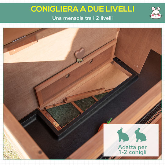 Pawhut D51-315 Holzkäfig für Kaninchen 122cmx50cmx101cmcm.