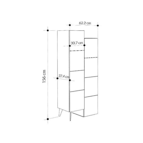Megapap Ντουλάπι Μπάνιου 62.2x37.4x156cm Μελαμίνης Λευκό