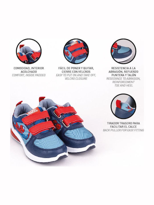 Spiderman Παιδικά Sneakers με Σκρατς & Φωτάκια Μπλε