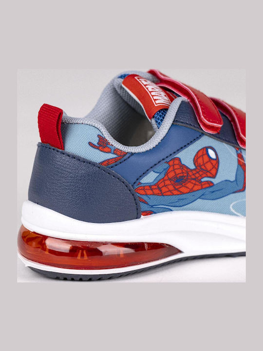 Spiderman Παιδικά Sneakers με Σκρατς & Φωτάκια Μπλε