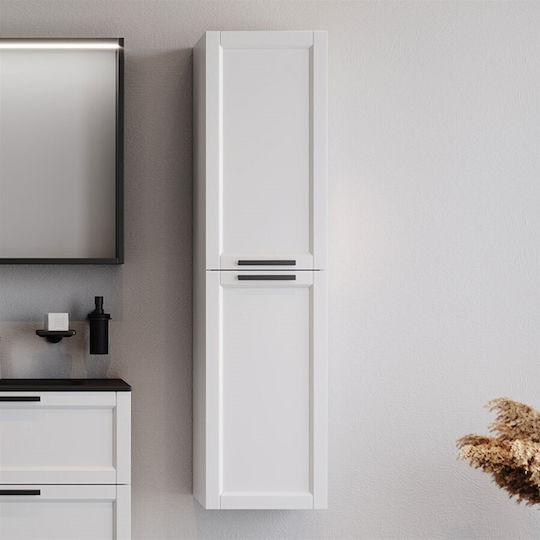Martin Laguna 35 Wall Hung Cabinet Matte Lacquer Bathroom Column Cabinet L35xD35xH138cm White