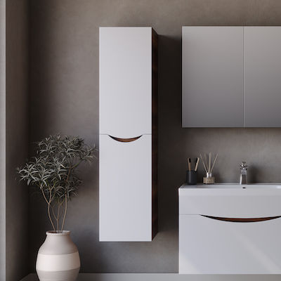 Martin Smile Wall Hung Cabinet Bathroom Column Cabinet L33.6xD35xH138cm White