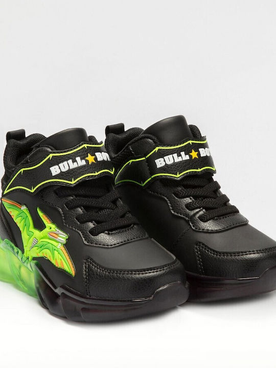 Bull Boys Kinder-Sneaker Hoch mit Lichtern Schwarz