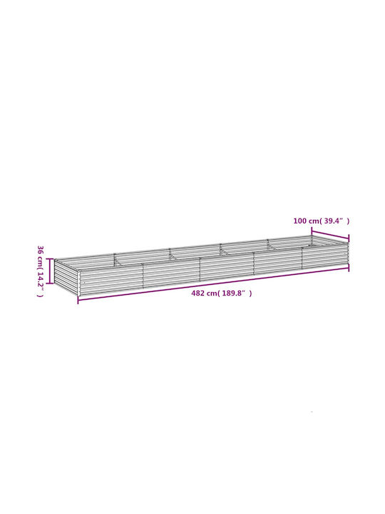 vidaXL Planter Box Metal Maro 482x100x36cm.