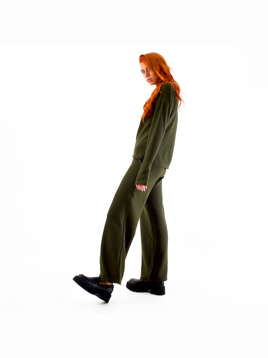 Lotus Eaters Women's Fabric Trousers Flared Khaki