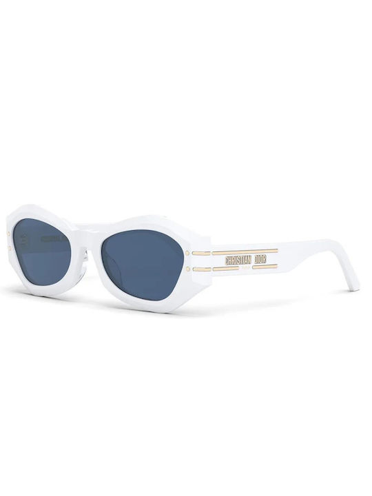 Dior Women's Sunglasses with White Plastic Frame and Blue Lens DIORSIGNATURE B1U 50B0