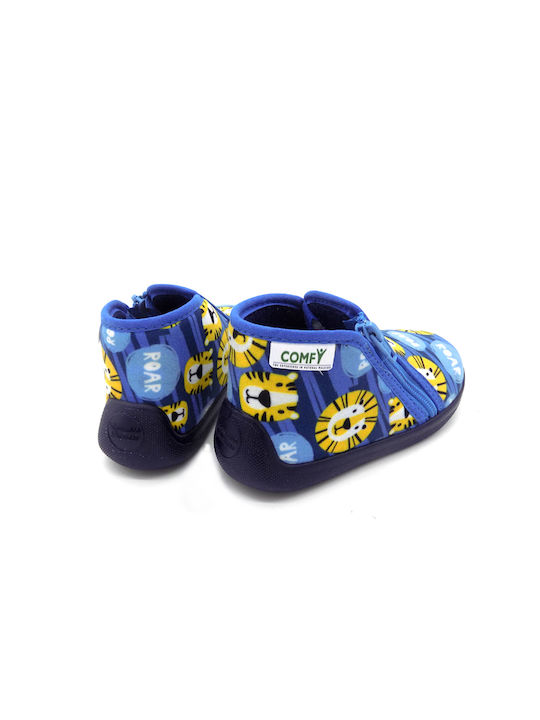 Comfy Kids Slippers Boots Blue