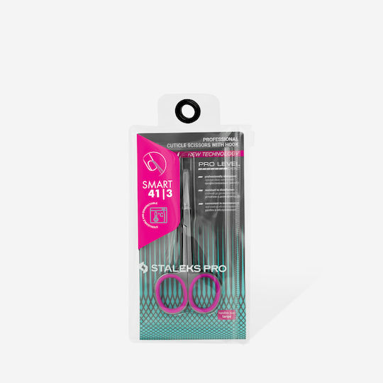 Staleks Pro Smart Stainless Nail Scissors with Curved Tip for Cuticles Fuchsia 72921 1 Piece