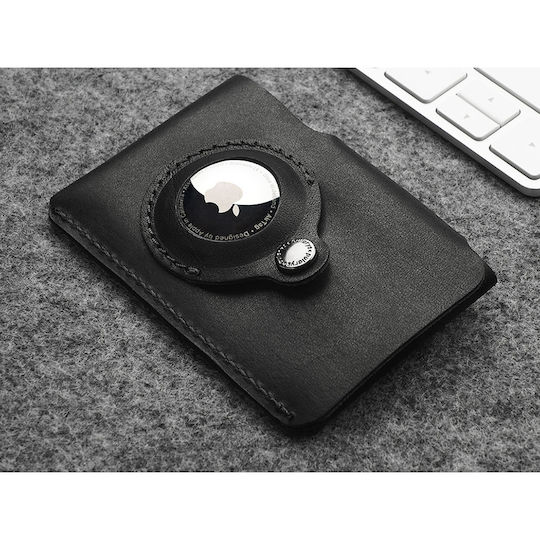 Pularys Leather Case for AirTag in Black Colour