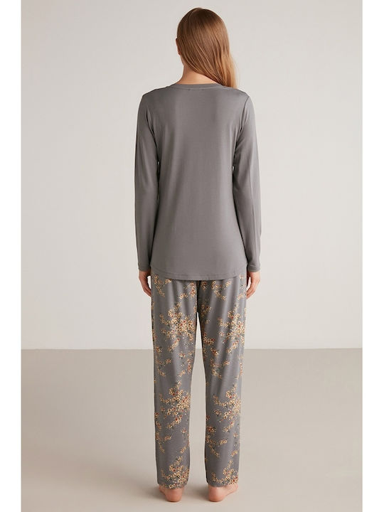 Penye Mood Winter Damen Pyjama-Set Gray