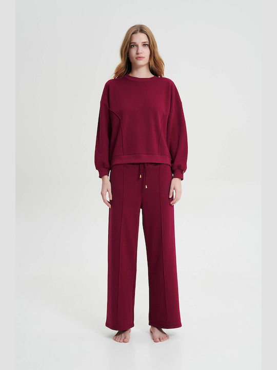 Vamp Winter Damen Baumwolle Pyjama-Oberteil Rot