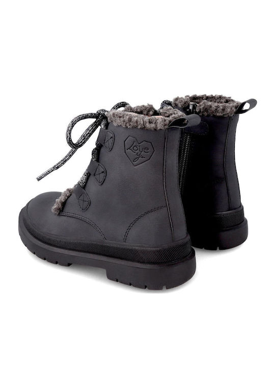 Leather Kids Boots with Zipper Black
