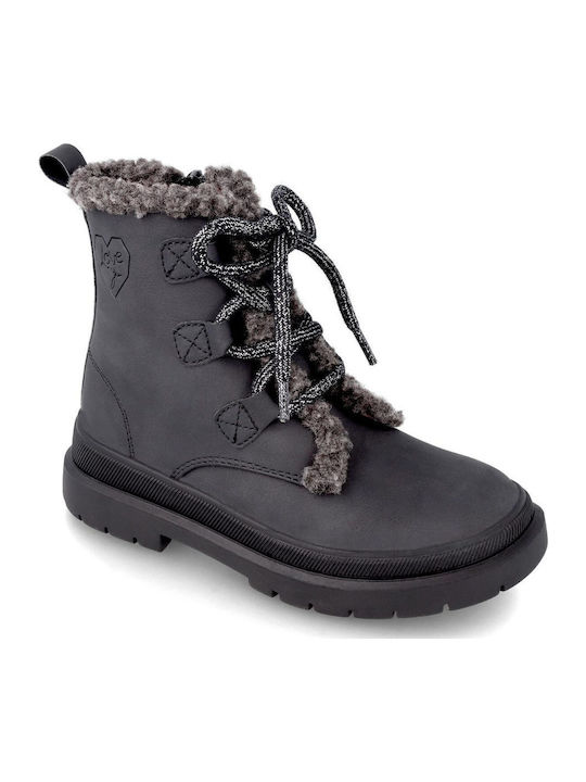 Leather Kids Boots with Zipper Black