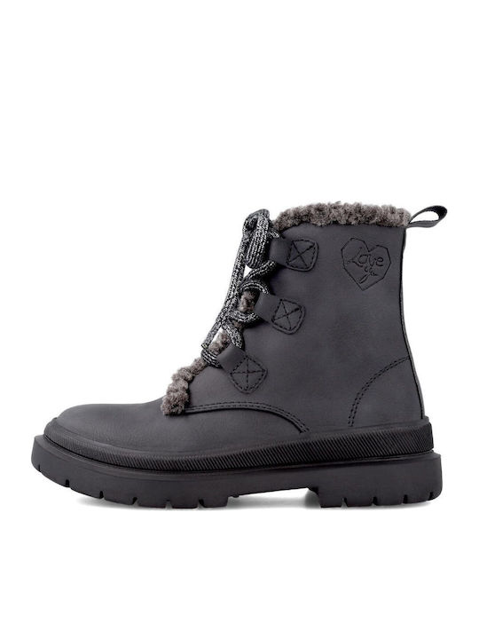 Leather Kids Boots with Zipper Black