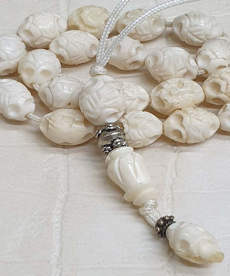Roloi Komboloi Camel Bone Worry Beads White 27cm