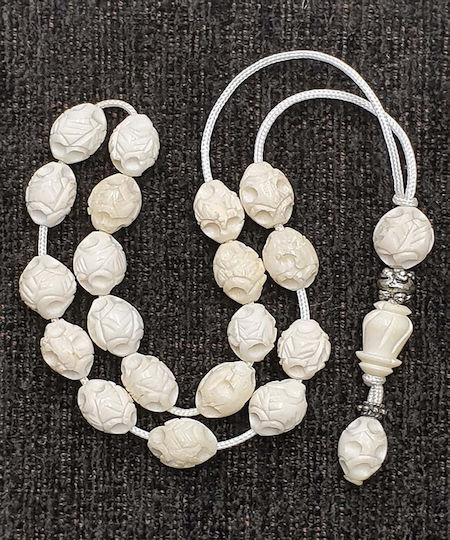 Roloi Komboloi Camel Bone Worry Beads White 27cm
