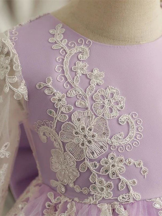 Kinderkleid Langärmelig Tüll Flieder