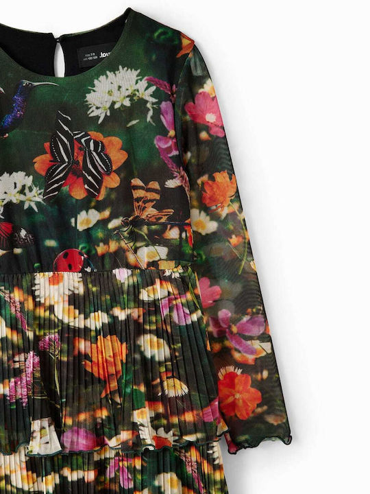 Mirta Girls Dress Long Sleeve Floral Tulle Multicolour