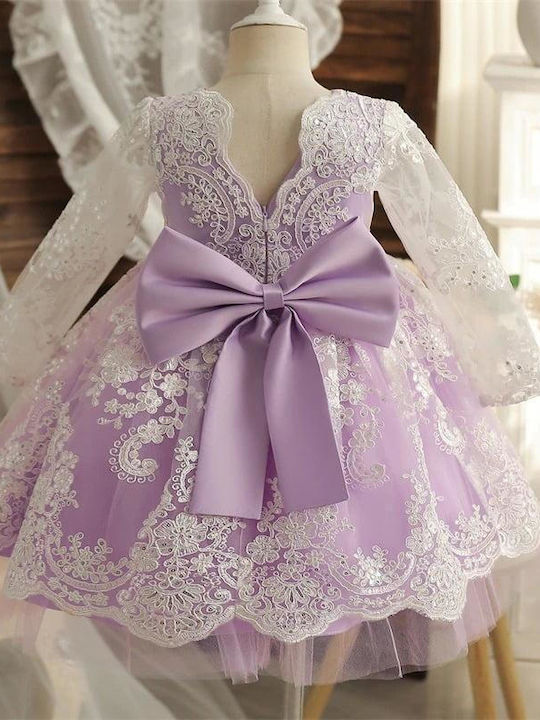 Kinderkleid Langärmelig Tüll Flieder