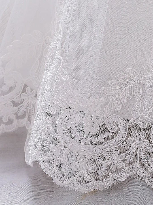 Mädchenkleid Langärmeliges Tüll Für Blumenmädchen Weiß