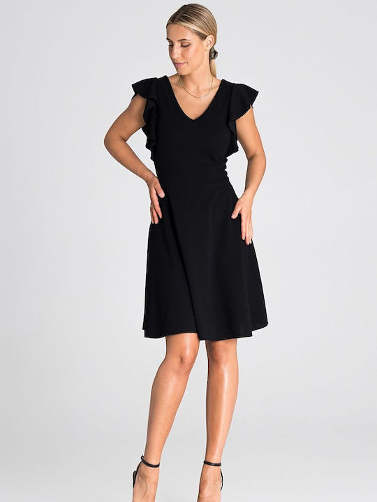 Figl Mini Evening Dress with Ruffle Black