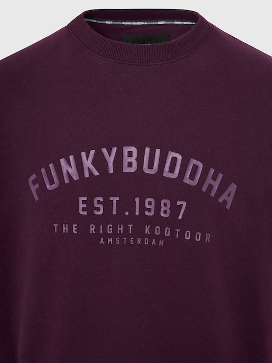 Funky Buddha Herren Sweatshirt mit Kapuze Burgundy