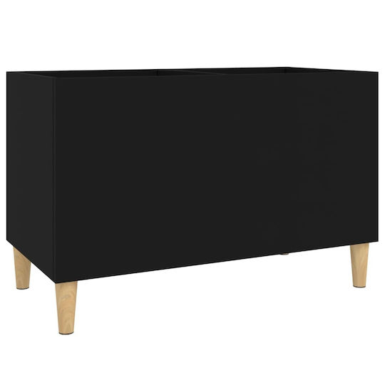 vidaXL Record Furniture from Processed Wood Hi-Fi Furniture Black with Brown Legs 74.5x48x38cm