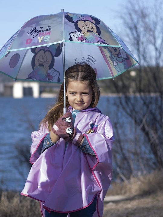 Minnie Waterproof Kids Casual Short Coat with Hood Pink