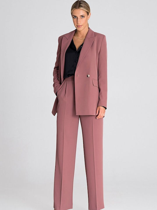 Figl Women's Fabric Trousers Pink