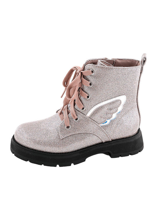 Kinderstiefel aus Lackleder mit Reißverschluss Rosa