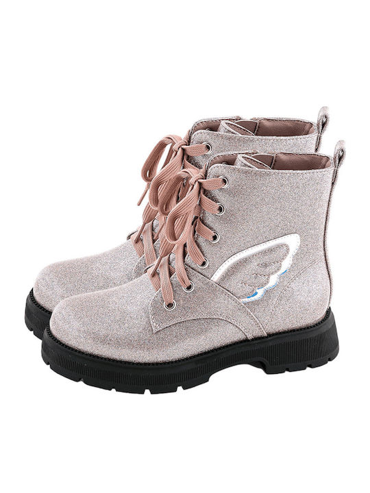 Kinderstiefel aus Lackleder mit Reißverschluss Rosa