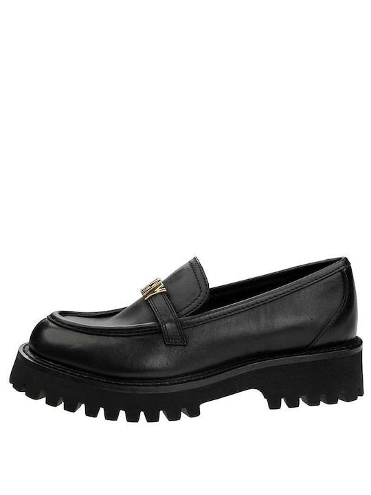 Ronnie Leder Damen Mokassins in Schwarz Farbe