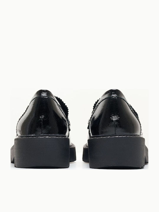 Leather Women's Moccasins in Black Color