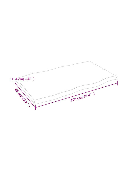 vidaXL Rectangular Table Surface made of Solid Wood in Brown Color 100x60x4cm 364020 1pcs
