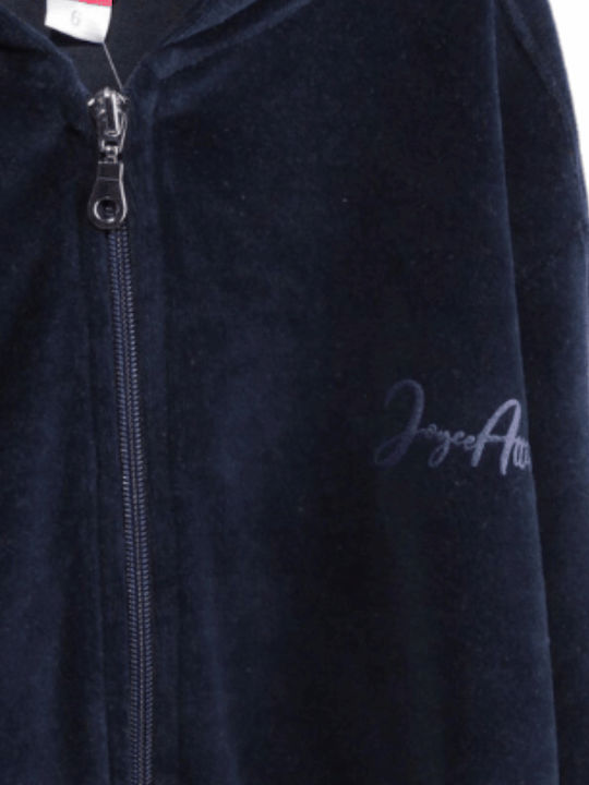 Joyce Girls Hooded Cardigan with Zipper Navy Blue