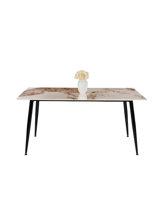 Table Dining Room with Stone Surface Gray 160x90x76cm