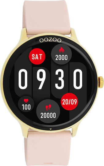 Oozoo Q00131 45mm Smartwatch με Παλμογράφο (Ροζ Χρυσό)