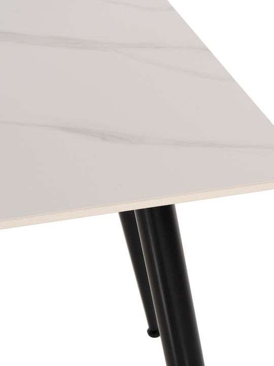 Sintered Τραπέζι Τραπεζαρίας με Πέτρινη Επιφάνεια Λευκό 160x90x76εκ.