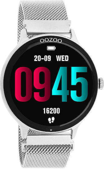 Oozoo Q00135 45mm Smartwatch με Παλμογράφο (Ασημί)