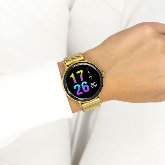 Oozoo Q00136 45mm Smartwatch με Παλμογράφο (Χρυσό)