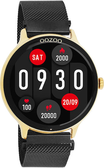 Oozoo Q00137 45mm Smartwatch με Παλμογράφο (Μαύρο)