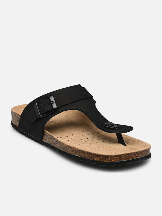 Brionia Leather Women's Flat Sandals Anatomic in Black Color