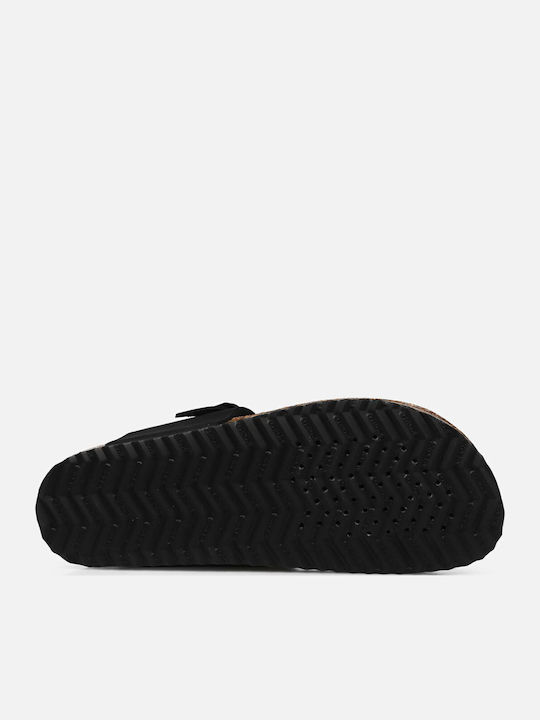Brionia Leather Women's Flat Sandals Anatomic in Black Color