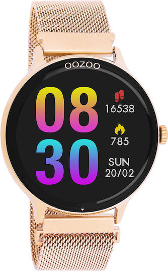 Oozoo Q00138 45mm Smartwatch με Παλμογράφο (Ροζ Χρυσό)