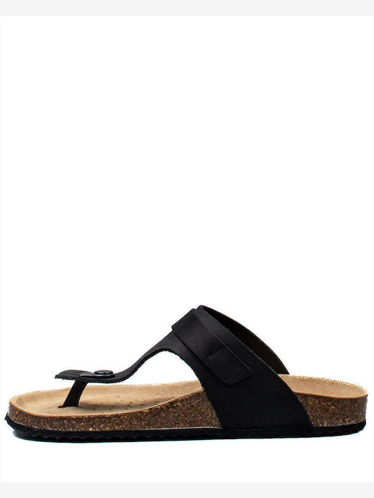 Brionia Leather Women's Flat Sandals Anatomic in Black Color