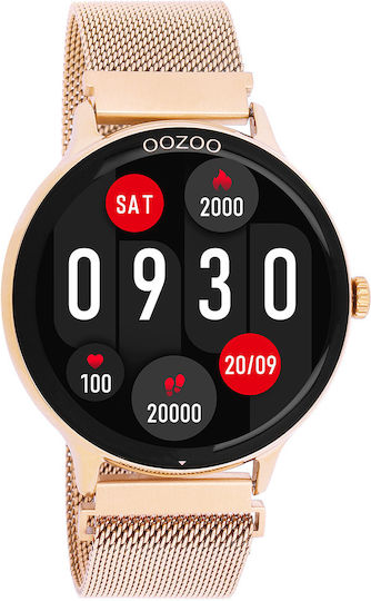 Oozoo Q00138 45mm Smartwatch με Παλμογράφο (Ροζ Χρυσό)