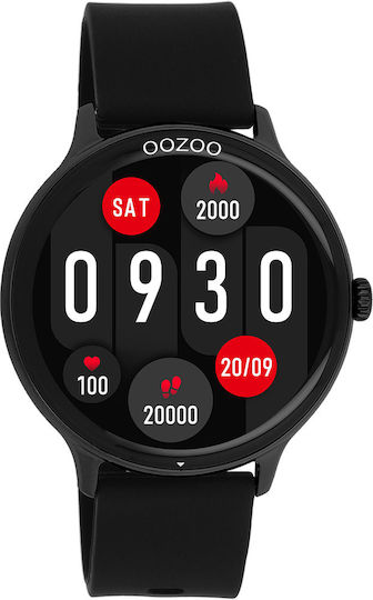 Oozoo Q00134 45mm Smartwatch με Παλμογράφο (Μαύρο)