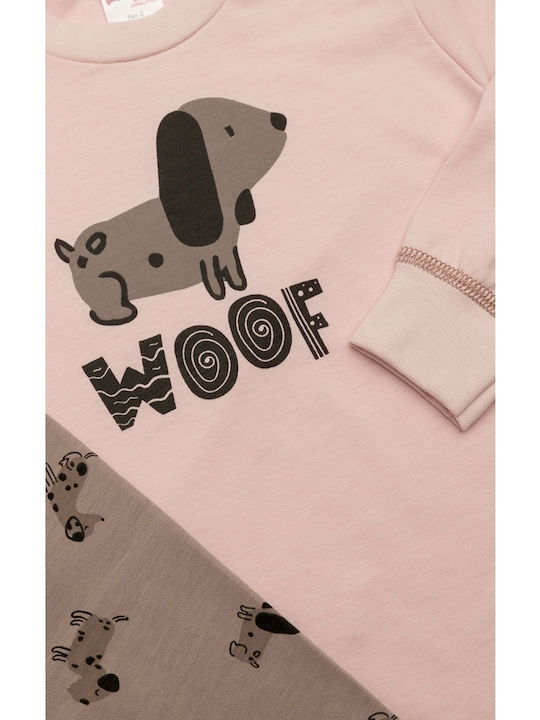 Minerva Kinder Schlafanzug Winterlich Rosa Woof