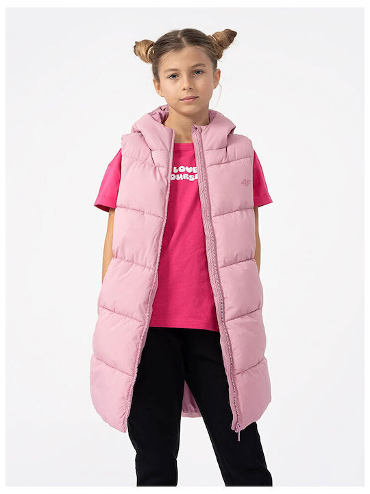 Kinder Freizeitjacke Ärmellos Kurz mit Kapuze Rosa