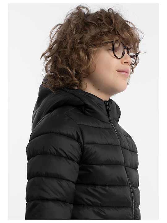 Down Kids Quilted Short Hooded Jacket Black